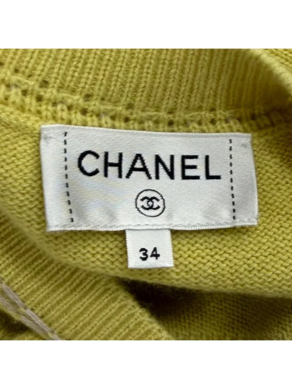 Chanel Cashmere 100% Oversized CC Logo Sequin Long Sleeve Tunic Yellow Purple 34